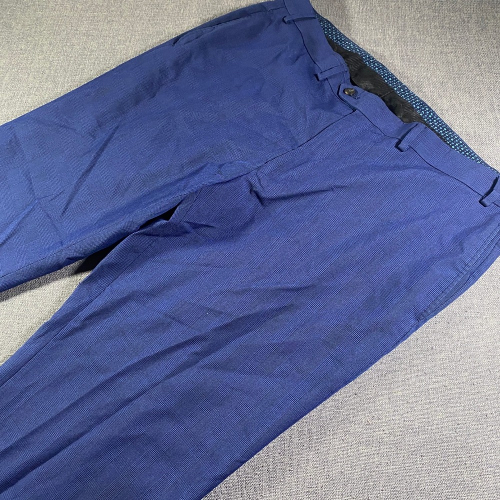 Ralph Lauren Mens Blue Plaid Dress Pants Modern Fit Trousers